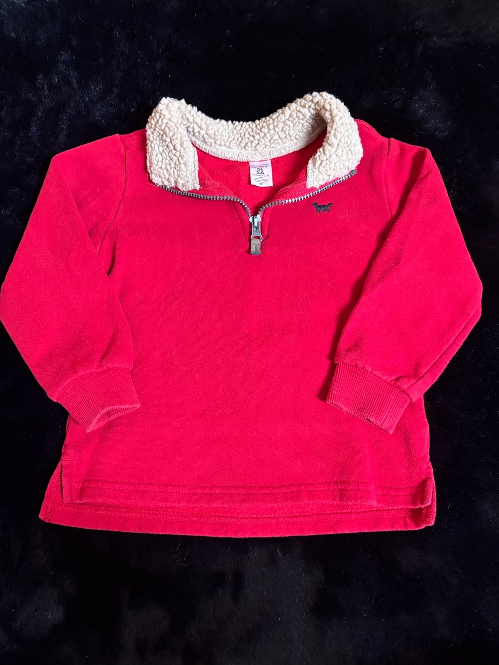 Carter's Red Pullover Sweatshirt with Cream Sherpa Collar